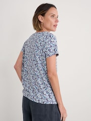 Seasalt Cornwall Light Purple Light Pink Appletree Keyhole Detail T-Shirt - Image 2 of 5