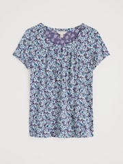 Seasalt Cornwall Light Purple Light Pink Appletree Keyhole Detail T-Shirt - Image 4 of 5
