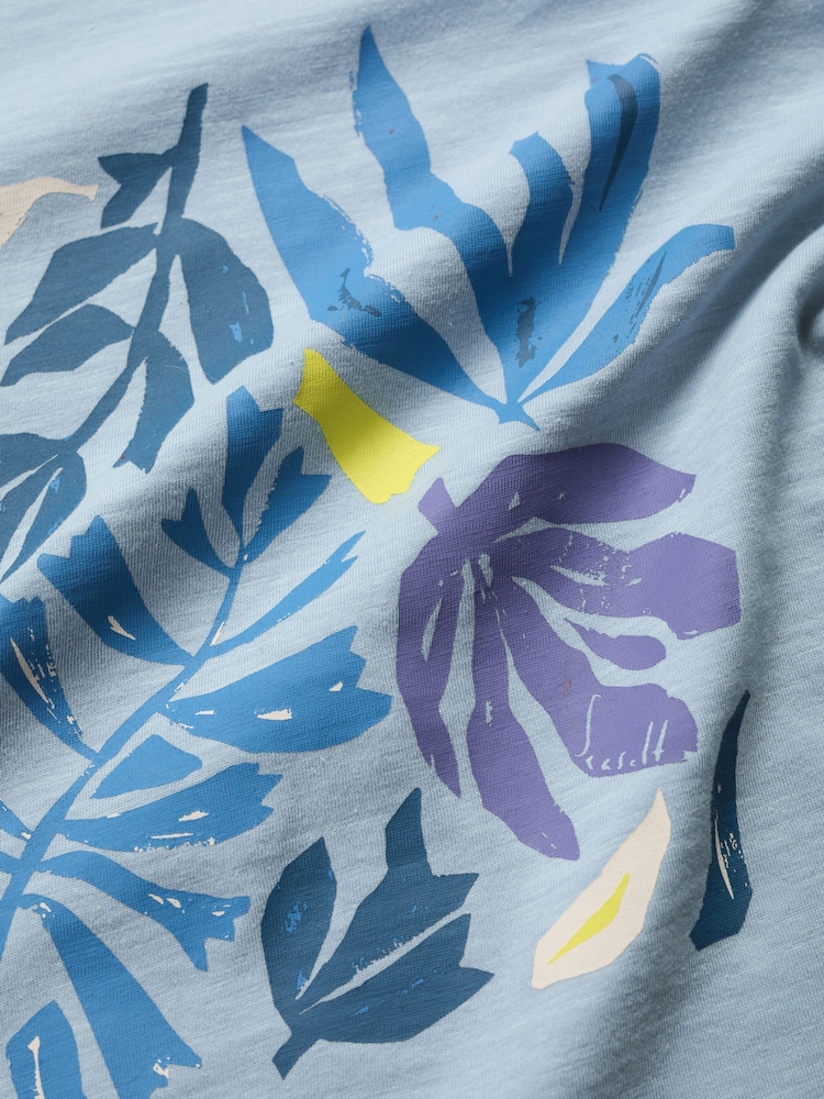 Seasalt Cornwall Blue Printing Ink 100% Cotton T-Shirt - Image 5 of 5