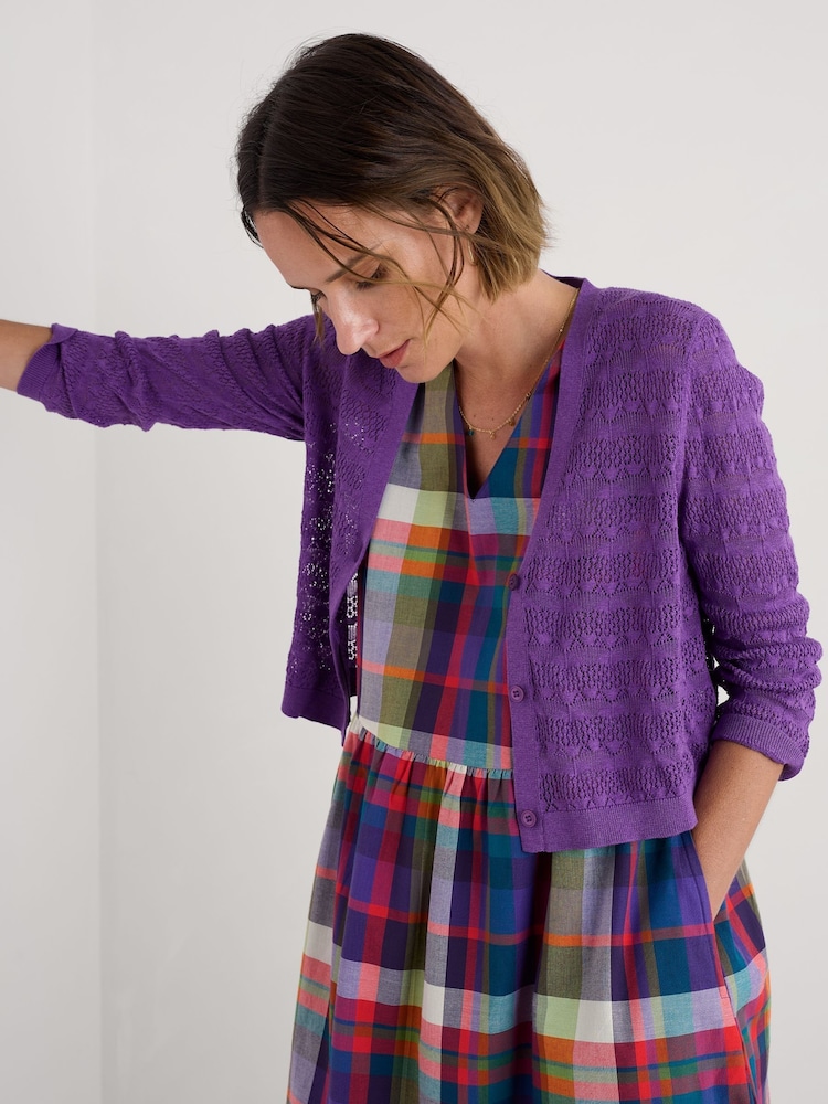 Seasalt Cornwall Purple Sweet Day 100% Cotton Cardigan - Image 2 of 5