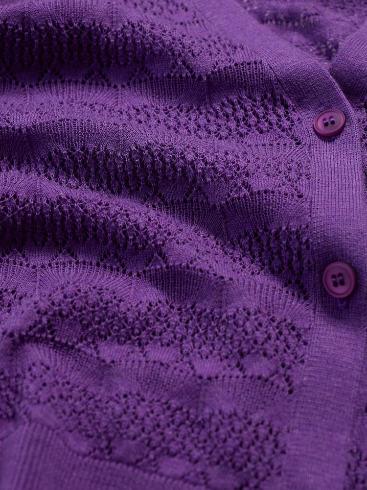 Seasalt Cornwall Purple Sweet Day 100% Cotton Cardigan - Image 5 of 5