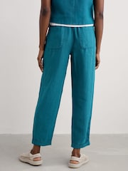 Seasalt Cornwall Blue Dipping Sun 100% Linen Trousers - Image 2 of 5