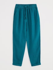 Seasalt Cornwall Blue Dipping Sun 100% Linen Trousers - Image 4 of 5