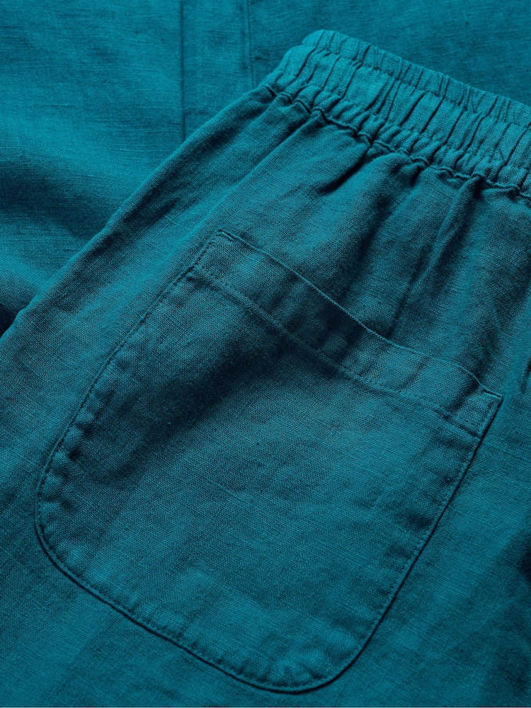 Seasalt Cornwall Blue Dipping Sun 100% Linen Trousers - Image 5 of 5
