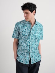 Seasalt Cornwall Blue Mens Barque Short Sleeve 100% Organic Cotton Shirt - Image 1 of 5