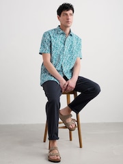 Seasalt Cornwall Blue Mens Barque Short Sleeve 100% Organic Cotton Shirt - Image 3 of 5