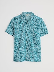 Seasalt Cornwall Blue Mens Barque Short Sleeve 100% Organic Cotton Shirt - Image 4 of 5