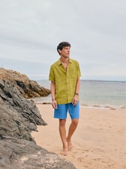 Seasalt Cornwall Light Green Mens Carne Short Sleeve 100% Linen Shirt - Image 3 of 9