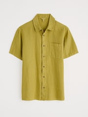 Seasalt Cornwall Light Green Mens Carne Short Sleeve 100% Linen Shirt - Image 8 of 9