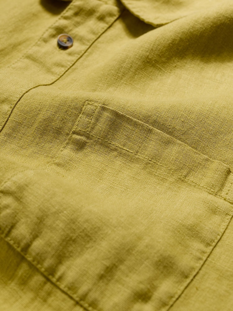 Seasalt Cornwall Light Green Mens Carne Short Sleeve 100% Linen Shirt - Image 9 of 9