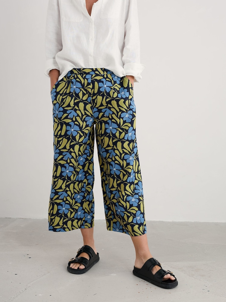 Seasalt Cornwall Blue Petite Peaceful Haven 100% Linen Culottes - Image 1 of 5