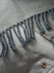 Sophie Allport Duck Egg Herringbone Wool Throw - Image 2 of 3