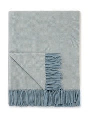 Sophie Allport Duck Egg Herringbone Wool Throw - Image 3 of 3