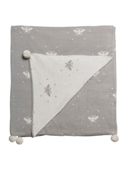 Sophie Allport Grey Bee Knitted Throw - Image 2 of 2