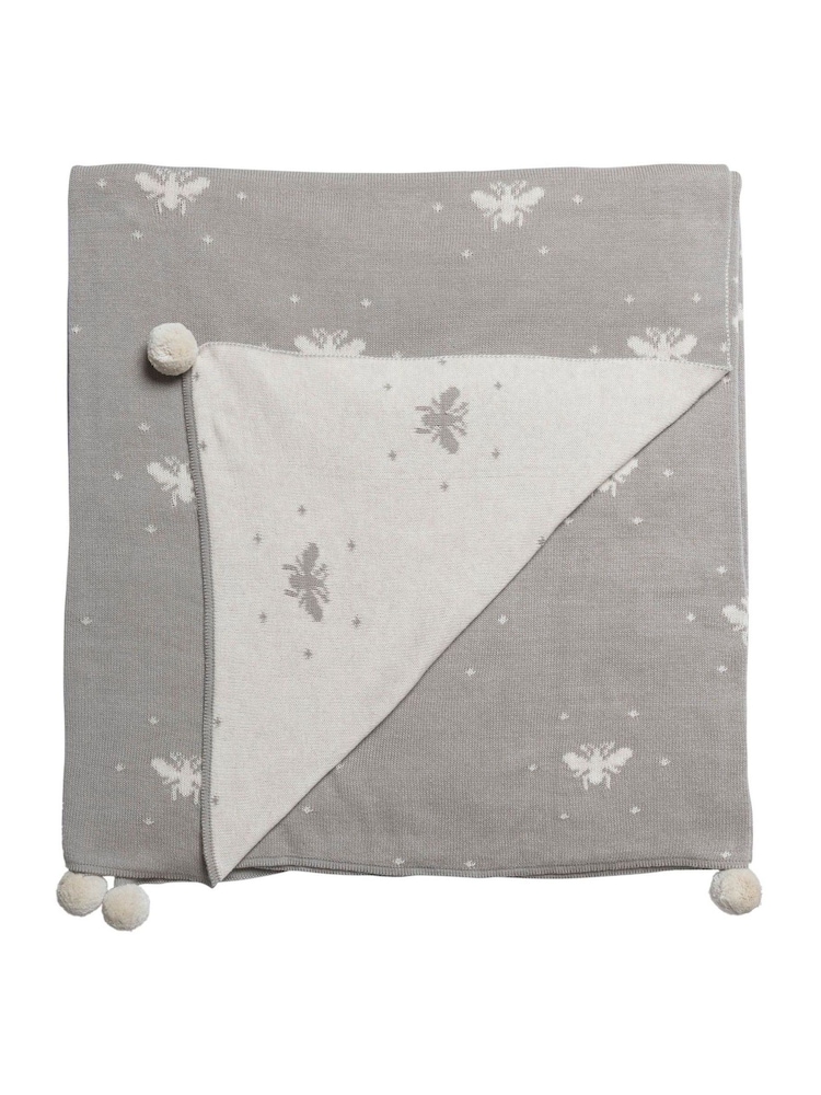 Sophie Allport Grey Bee Knitted Throw - Image 2 of 2