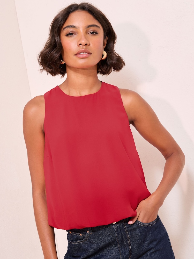 Vermelho - Friends Like These sem mangas Bubble Hem Blouse - Imagem 1 de 4