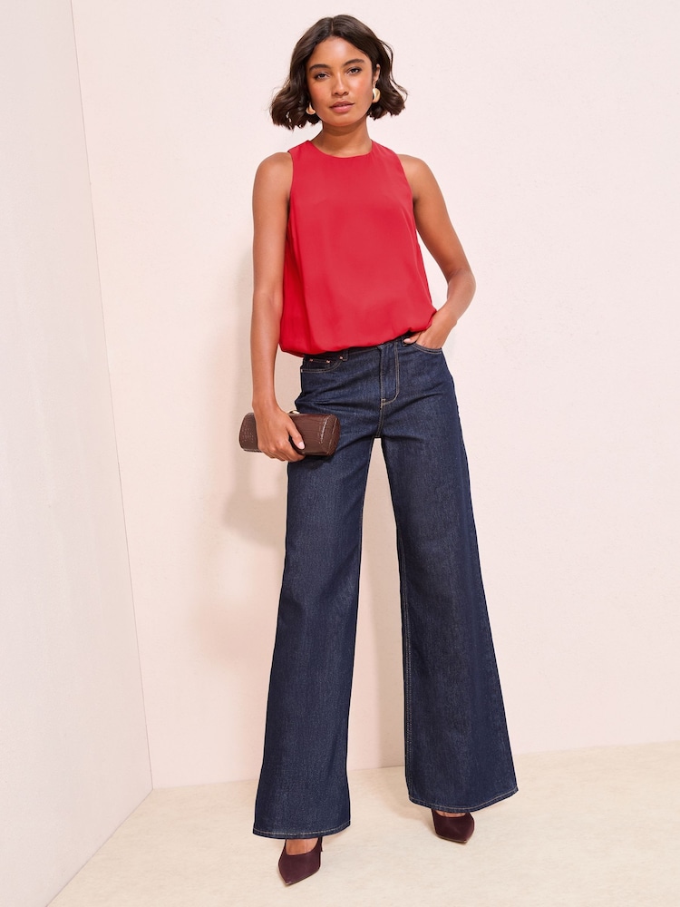Vermelho - Friends Like These sem mangas Bubble Hem Blouse - Imagem 2 de 4
