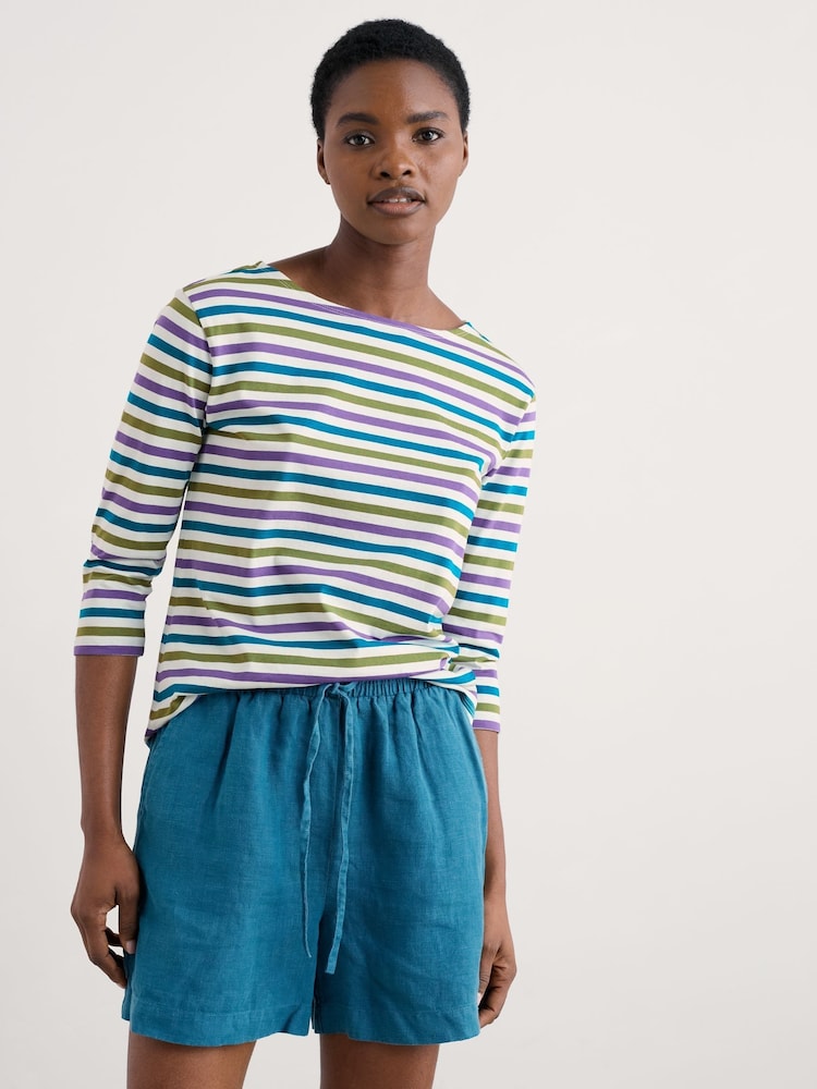 Seasalt Cornwall Grey Purple Sailor Top - Image 1 of 8 Seasalt Cornwall Grey Purple Sailor Top - Image 1 of 8