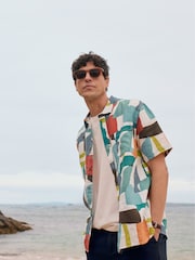 Seasalt Cornwall Blue Mens Heron Short Sleeve Shirt - Image 1 of 9