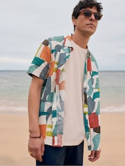 Seasalt Cornwall Blue Mens Heron Short Sleeve Shirt - Image 2 of 9