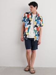 Seasalt Cornwall Blue Mens Heron Short Sleeve Shirt - Image 6 of 9