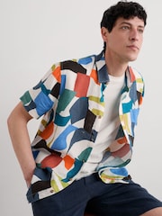 Seasalt Cornwall Blue Mens Heron Short Sleeve Shirt - Image 7 of 9