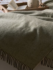 Sophie Allport Olive Green Wool Herringbone Throw - Image 1 of 3