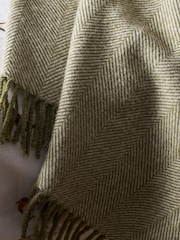 Sophie Allport Olive Green Wool Herringbone Throw - Image 2 of 3