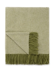Sophie Allport Olive Green Wool Herringbone Throw - Image 3 of 3