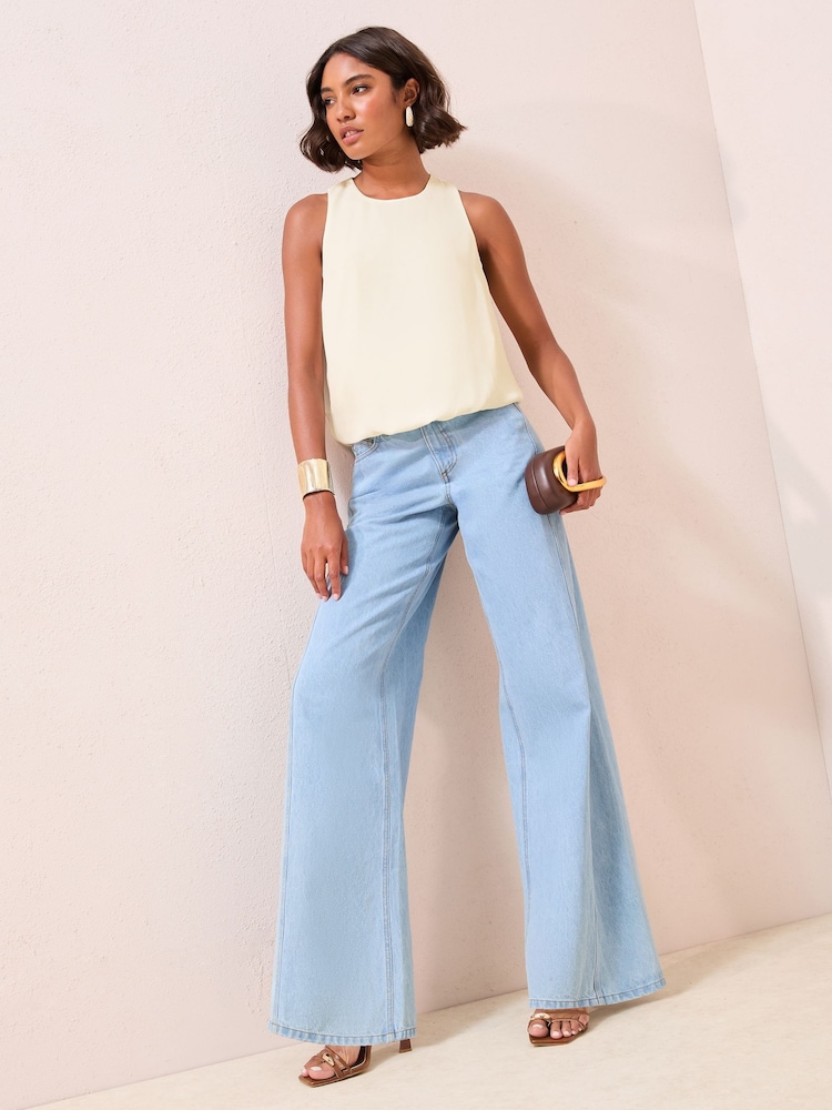 Branco - Friends Like These sem mangas Bubble Hem Blouse - Imagem 2 de 4