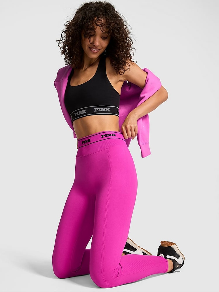 Victoria's Secret PINK Pink Fire Seamless Logo Leggings - Image 1 of 2 Victoria's Secret PINK Pink Fire Seamless Logo Leggings - Image 1 of 2