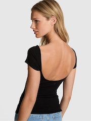 Victoria's Secret PINK Black Ribbed T-Shirt - Image 2 of 2