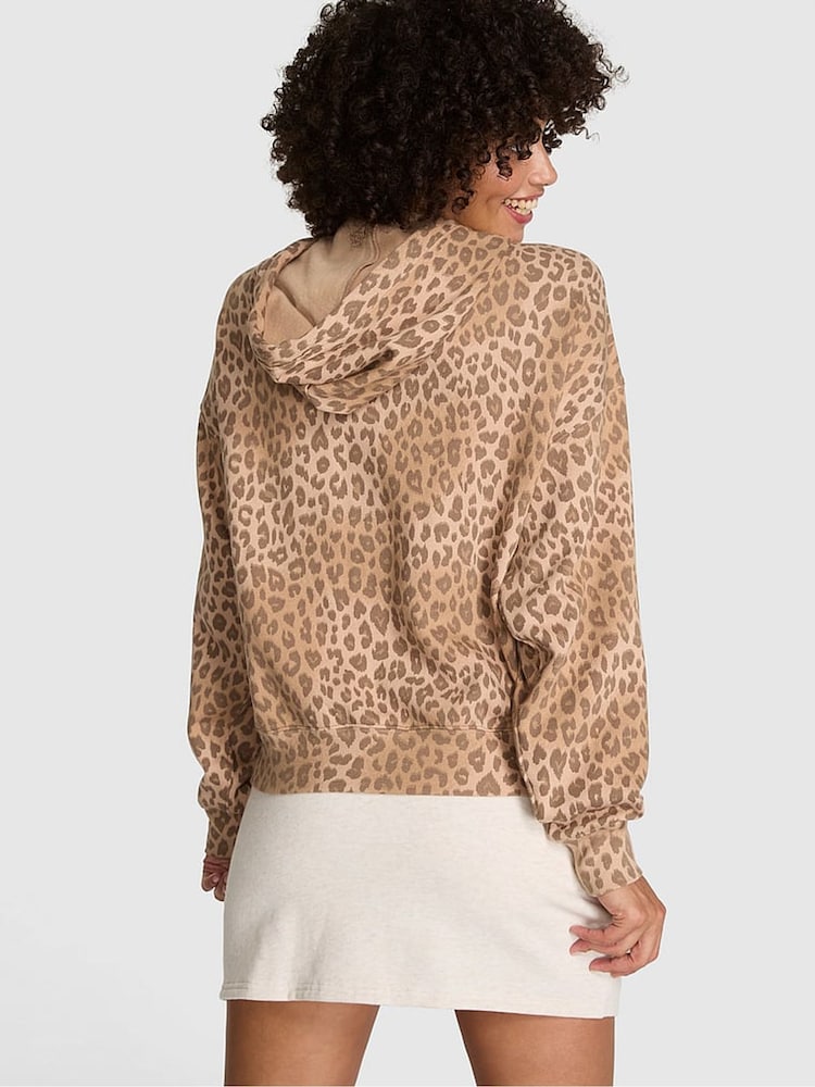 Victoria's Secret PINK Leopard Brown Fleece Hoodie - Image 2 of 2 Victoria's Secret PINK Leopard Brown Fleece Hoodie - Image 2 of 2