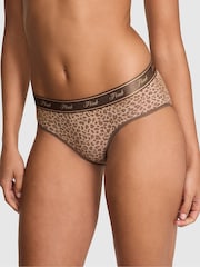 Victoria's Secret PINK Brown Leopard Print Hipster Cotton Logo Knickers - Image 1 of 2