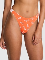 Victoria's Secret PINK Black Skeleton Dog Print Thong Cotton Logo Knickers - Image 1 of 2