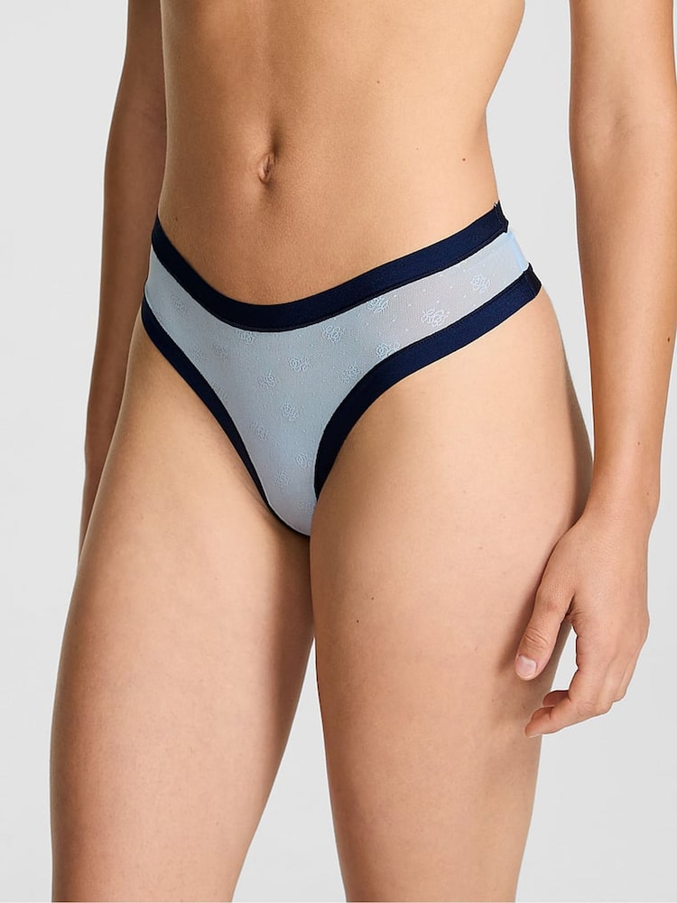 Victoria's Secret PINK Icy Blue Thong No Show Rib Mesh Knickers - Image 1 of 3