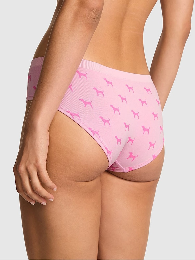 Victoria's Secret PINK Pink Dog Print Hipster Seamless Scoop Thong Knickers - Image 2 of 3