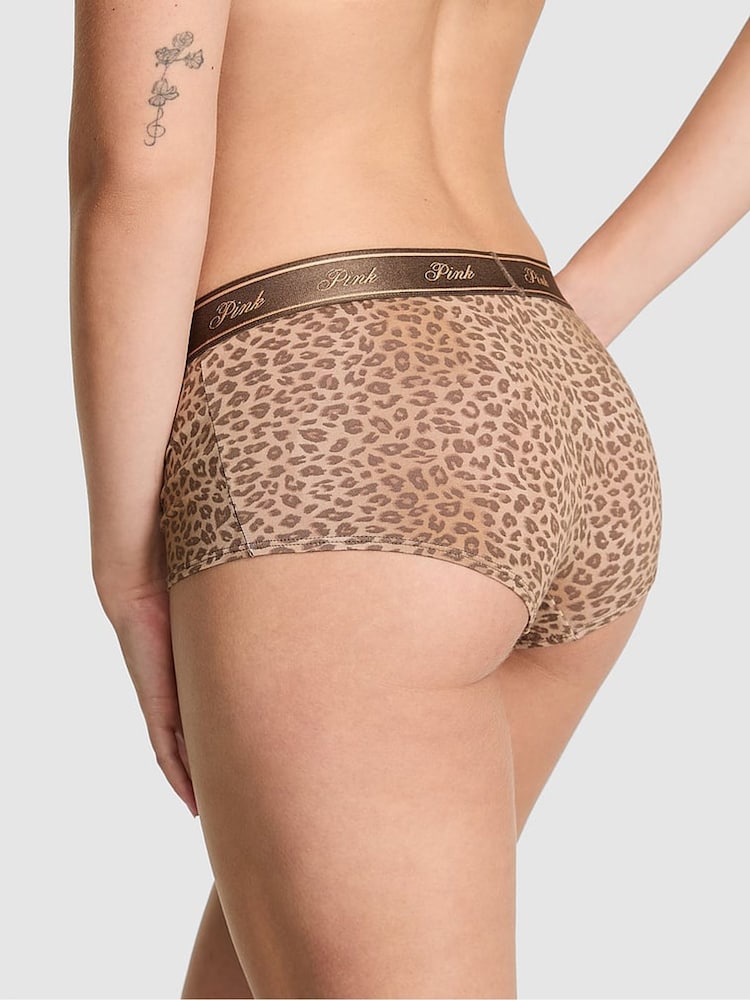 Victoria's Secret PINK Brown Leopard Print High Waist Cotton Logo Knickers - Image 2 of 2 Victoria's Secret PINK Brown Leopard Print High Waist Cotton Logo Knickers - Image 2 of 2
