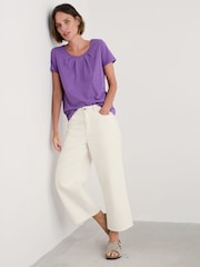 Seasalt Cornwall Purple Light Pink Appletree Keyhole Detail T-Shirt - Image 3 of 5