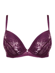 Pour Moi Magenta/Pink Padded Sonnet Two Tone Lace Bra - Image 3 of 4