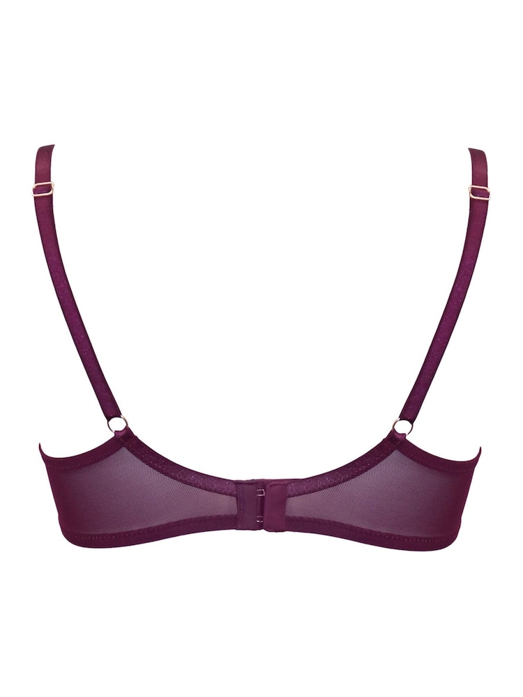 Pour Moi Magenta/Pink Padded Sonnet Two Tone Lace Bra - Image 4 of 4