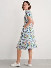 Seasalt Cornwall Blue Tall Petite Enor Fit and Flare 100% Organic Cotton Dress - Image 2 of 5