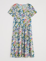 Seasalt Cornwall Blue Tall Petite Enor Fit and Flare 100% Organic Cotton Dress - Image 4 of 5