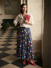 Seasalt Cornwall Red Lethlean Pleated Maxi Skirt - Image 6 of 8