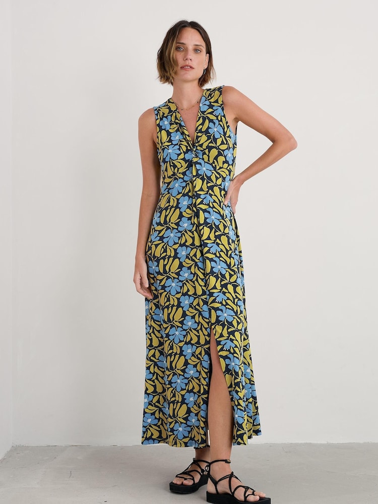 Seasalt Cornwall Blue Sleeveless Sanderling Midi Dress - Image 1 of 5 Seasalt Cornwall Blue Sleeveless Sanderling Midi Dress - Image 1 of 5
