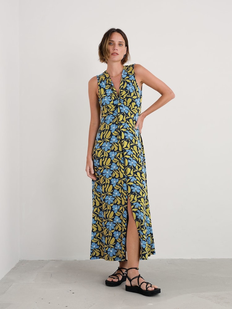 Seasalt Cornwall Blue Sleeveless Sanderling Midi Dress - Image 2 of 5