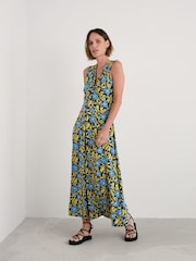 Seasalt Cornwall Blue Sleeveless Sanderling Midi Dress - Image 4 of 5