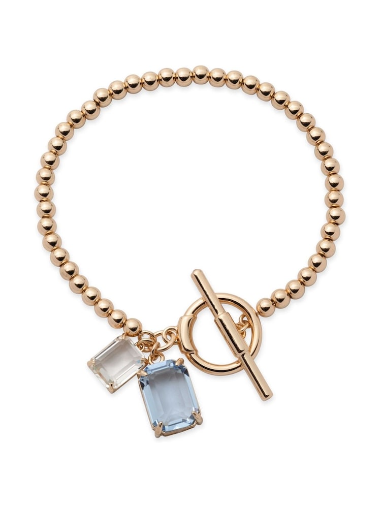 Lauren Ralph Lauren Gold Tone Pareidolia Clear Crystal & Light Sapphire Bracelet - Image 1 of 1
