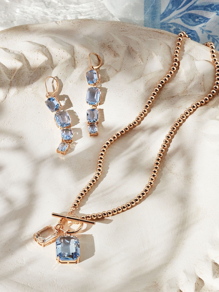 Lauren Ralph Lauren Gold Tone Pareidolia Clear Crystal & Light Sapphire Bracelet - Image 2 of 4