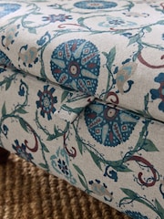 Nina Campbell Solana Indigo Blue Mason Square Ottoman - Image 4 of 7